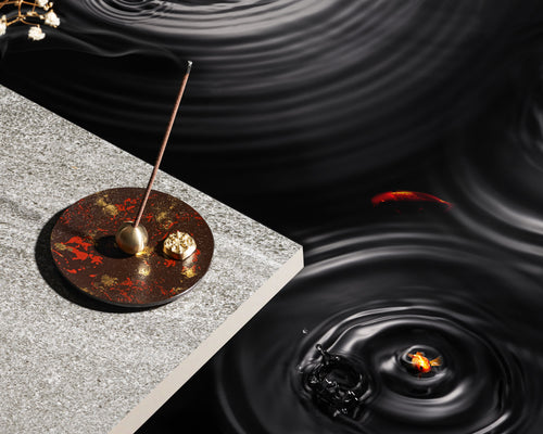 Brass Plate with Gold leaf pattern - Nousaku Incense Holder
