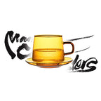 Joto Simple Crystal Colored Glass Handle Coffee Cup with Saucer (Amber) 350ml