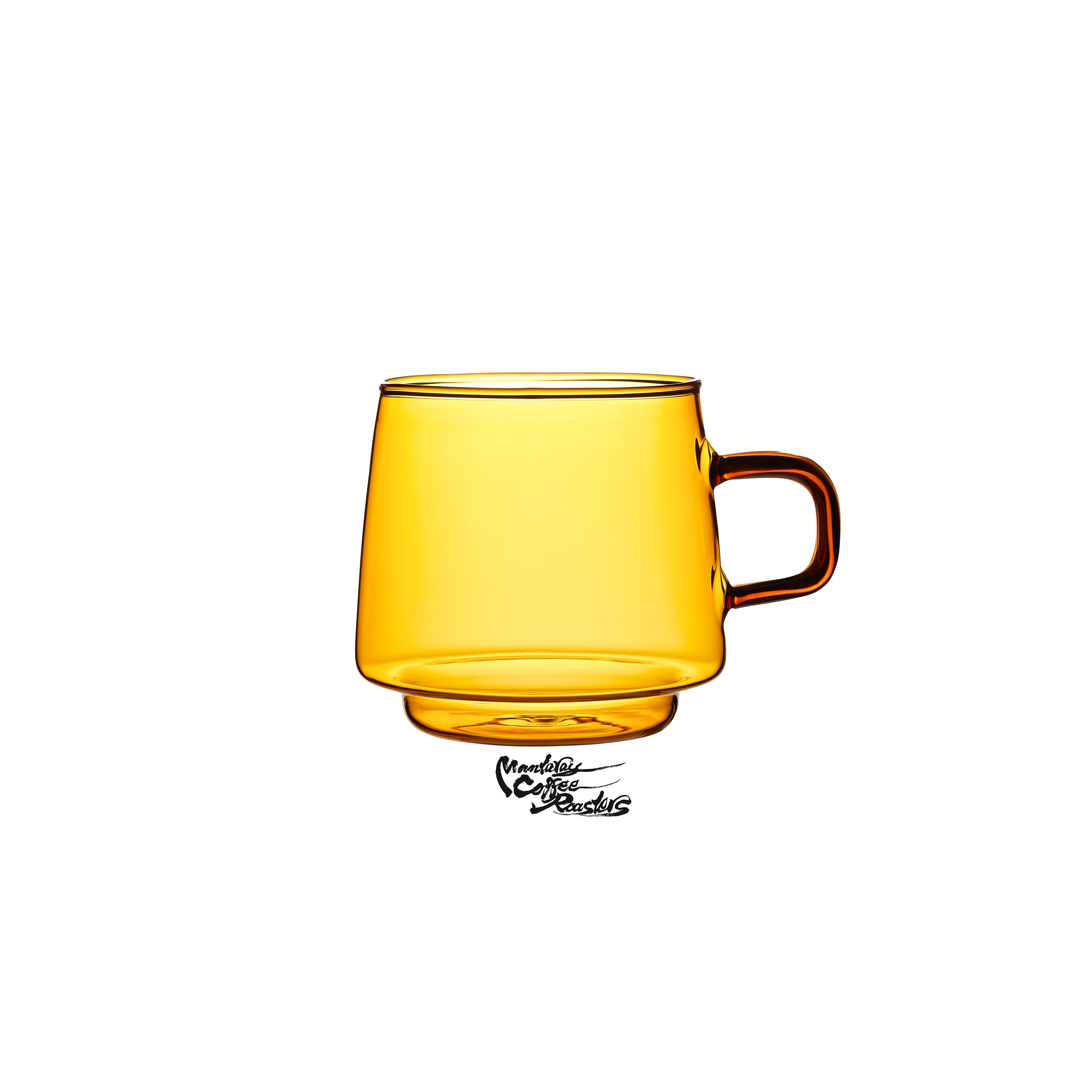 Joto Simple Crystal Colored Glass Handle Coffee Cup with Saucer (Amber) 350ml